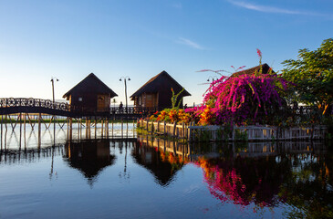 Fototapeta premium Inle Lake and houseboats, Myanmar, Burma