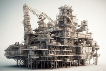 Fototapeta na wymiar 3D illustration of oil industry technology on white background. Generative AI