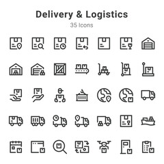 Delivery and logistics icon set