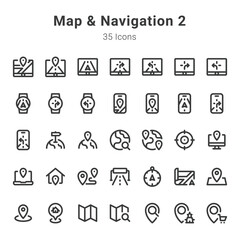 Map and navigation 2 icon set