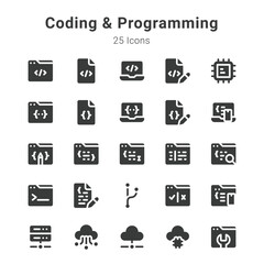 Coding and programming icon set
