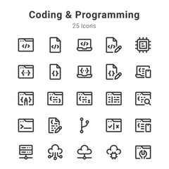 Coding and programming icon set