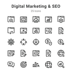 Digital marketing and seo icon set