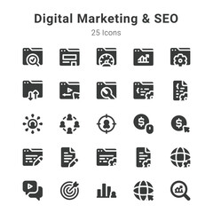 Fototapeta na wymiar Digital marketing and seo icon set