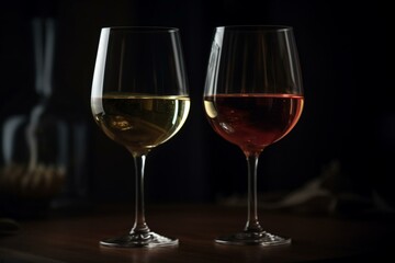 1 glass of red and white wine. Generative AI