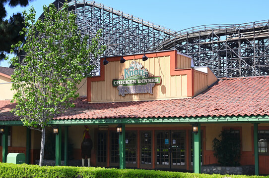 BUENA PARK, CALIFORNIA - 27 APR 2023: Mrs. Knott's Chicken Dinner Restaurant in the Marketplace at Knotts Berry Farm.