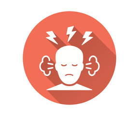 Stress icon with long shadow for graphic and web design.