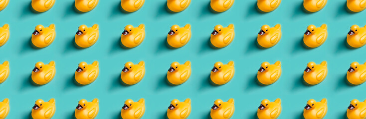 Rubber duckies pattern on plain background. Generative AI