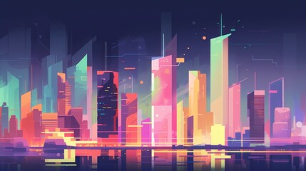 Obraz na płótnie Canvas A city with a lot of tall buildings. AI generative image.