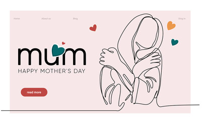 Happy mothers day illustration with woman holding a Flowers. Thank you card with blooming flowers. Use for Boarding Pass, birthday card, invitations, Birthday card