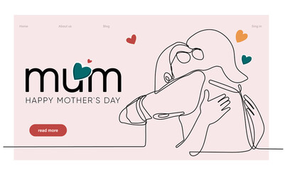 Happy mothers day illustration with woman holding a Flowers. Thank you card with blooming flowers. Use for Boarding Pass, birthday card, invitations, Birthday card