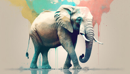 Elephant animal abstract wallpaper. Soft background tusker in Pastel colors generative ai