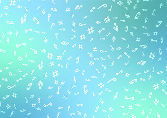 Random music note song melody blue gradient pattern background
