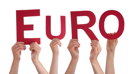 People Hands Building Word Euro, Isolated Background