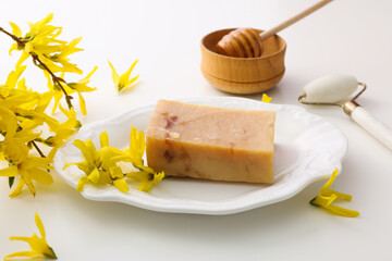 Concept of face and skin care supplies - Honey cosmetic