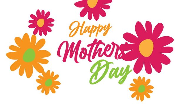 Happy mothers day greeting animation. Motion template with flowers. Animated mothers day flowers background.