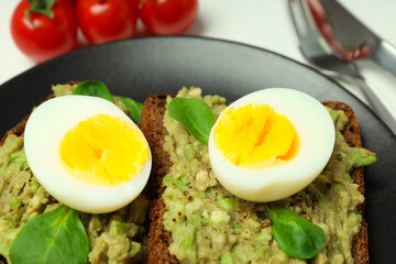 Concept of tasty breakfast, morning meal, close up