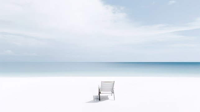 minimal sea beach with chair