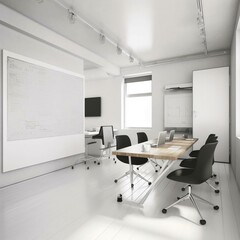 Modern Office Meeting Room with White Board - Generative AI