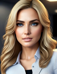 Fototapeta premium Illustration Photo Fashion Model Blonde Women