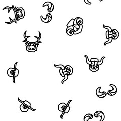 horn animal head wild vector seamless pattern
