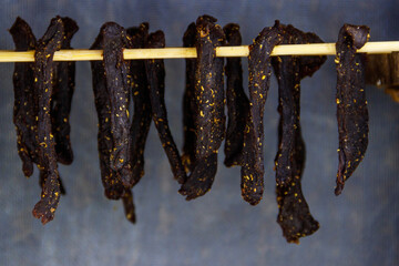 Preparing of South African dried meat or biltong