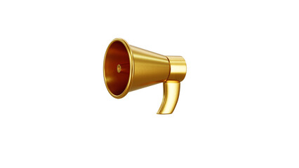 golden megaphone 3D rendering