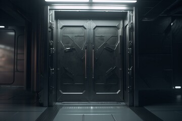 A door is opened by a Grey extraterrestrial. Generative AI