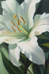 white lily on a blue background