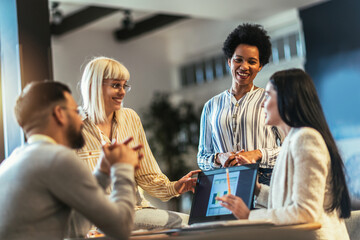 Modern business team discussing new ideas at the office. Business people on meeting in modern office.