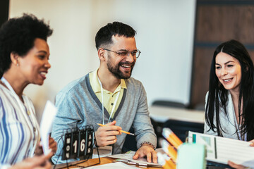 Modern business team discussing new ideas at the office. Business people on meeting in modern office.
