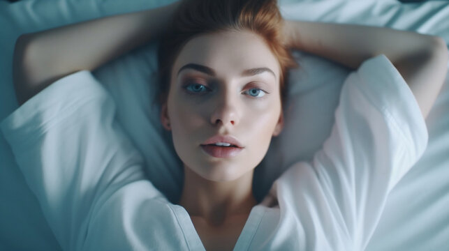 Attractive young woman on bed - AI Photography