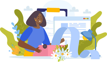 Female Writer Flat Composition