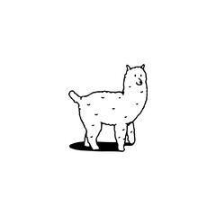cute llama doodle illustration vector