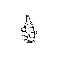 vector illustration of a hand holding a bottle
