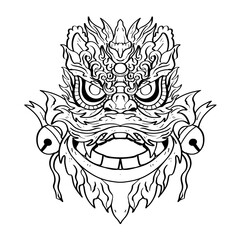 Heraldic dragon head Tattoos black and white emblem made of ink stains.