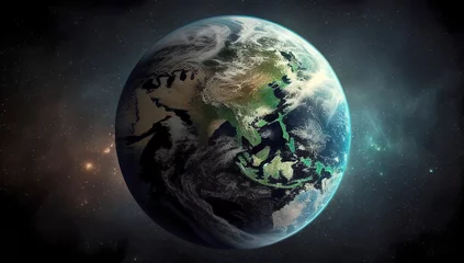 Schapenvacht deken met patroon Volle maan en bomen Earth From The Space View