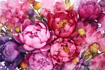 Red peonies background watercolor -Ai
