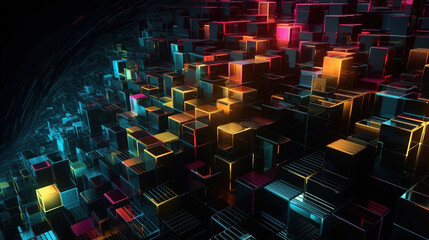 Abstract colorful 3d wallpaper. AI