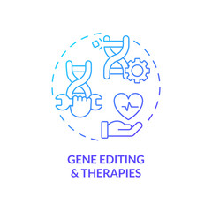 Gene editing and therapies blue gradient concept icon. Ability to change organism DNA. Healthcare technology. Genomic medicine abstract idea thin line illustration. Isolated outline drawing