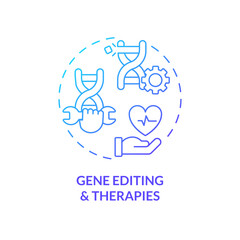 Fototapeta na wymiar Gene editing and therapies blue gradient concept icon. Ability to change organism DNA. Healthcare technology. Genomic medicine abstract idea thin line illustration. Isolated outline drawing