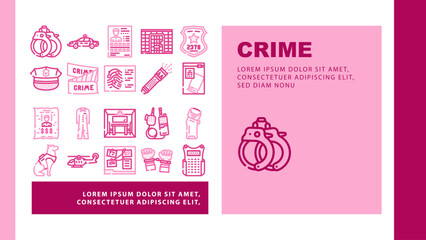 crime scene police criminal icons set vector