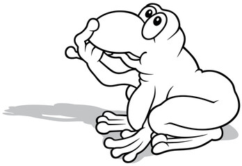 Drawing of a Thinking Frog from Side View
