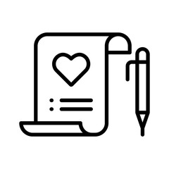 Wishlist outline icon for commerce and shopping, store, receipt, favorite logo