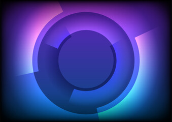 Hi-tech blue purple abstract futuristic background with circles. Vector design