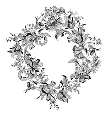 Floral frame. Lace vector illustration.