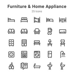 Fototapeta na wymiar Furniture and home appliance icon set