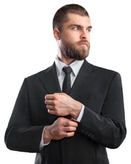 Elegant bearded luxurious business man in a suit