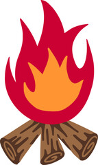 Camp Fire Flat Hand Drawn Illustration