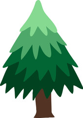 Obraz premium Camping Pine Tree Flat Hand Drawn Illustration
